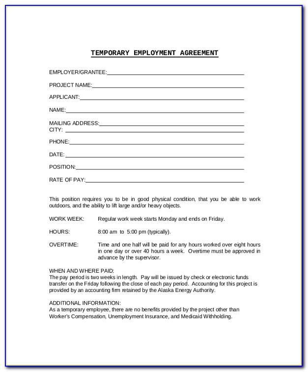 Free Temporary Employment Contract Template South Africa