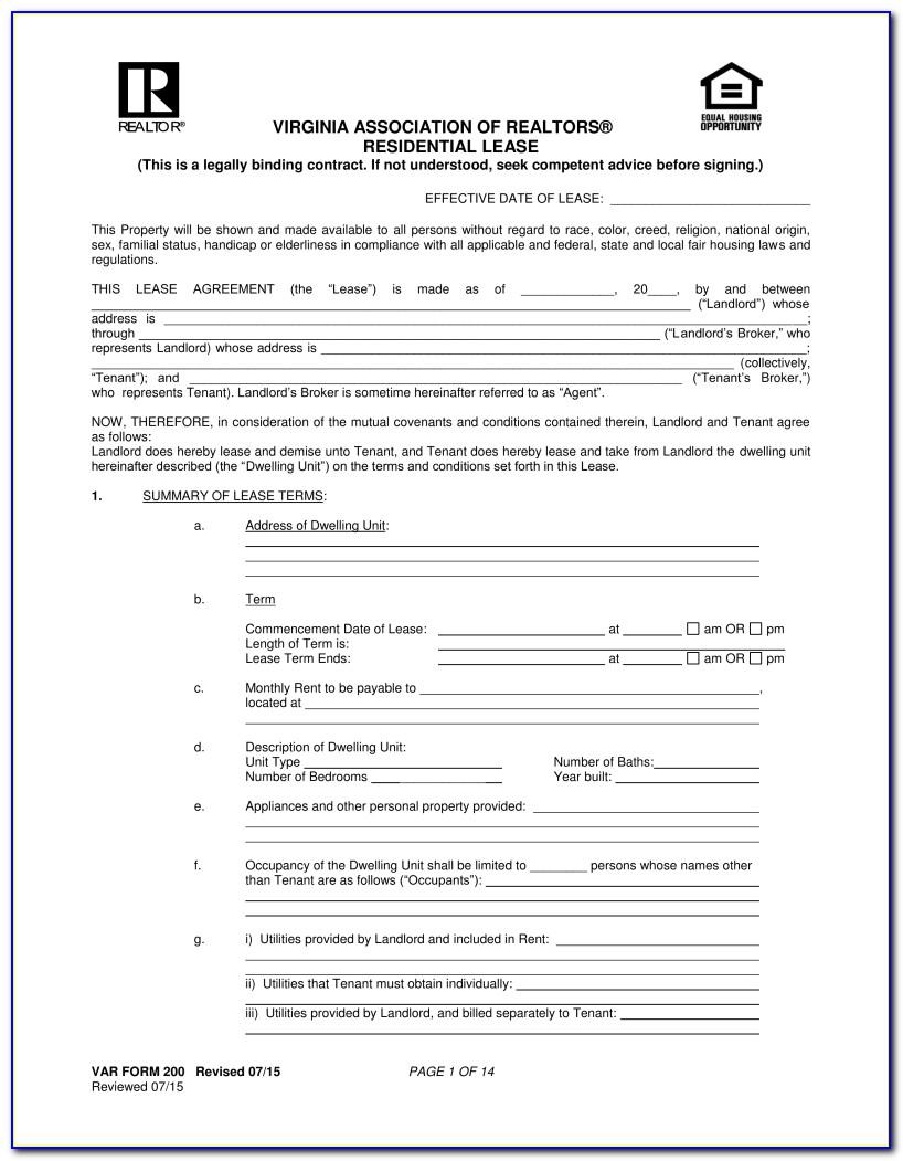 Free Virginia Lease Agreement Template