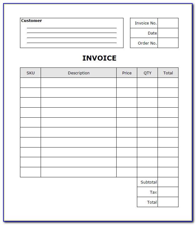 Generic Invoice Template Word