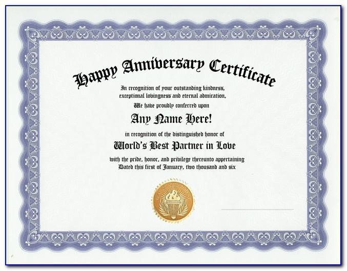 Golden Wedding Anniversary Certificate Template
