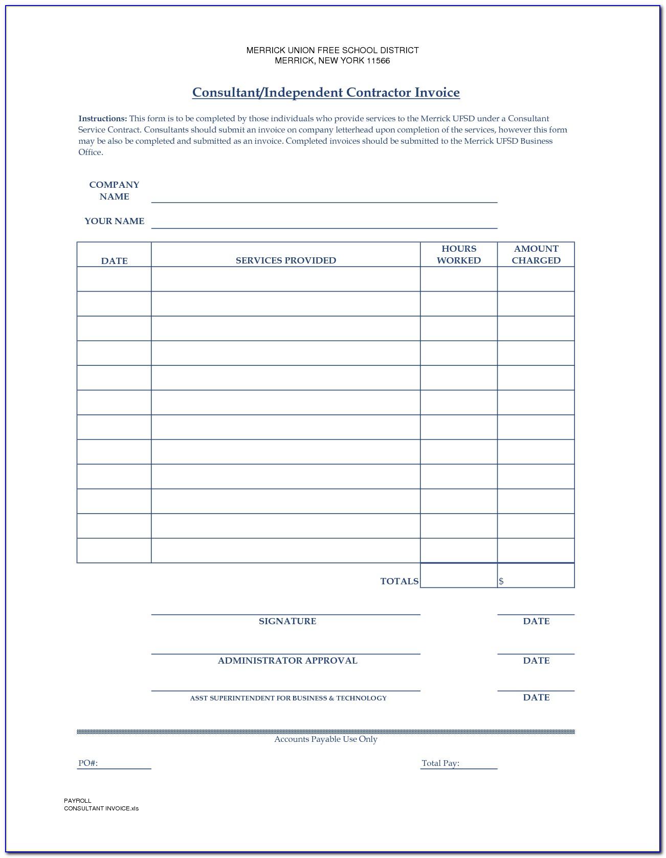 Independent Contractor Invoice Template Excel
