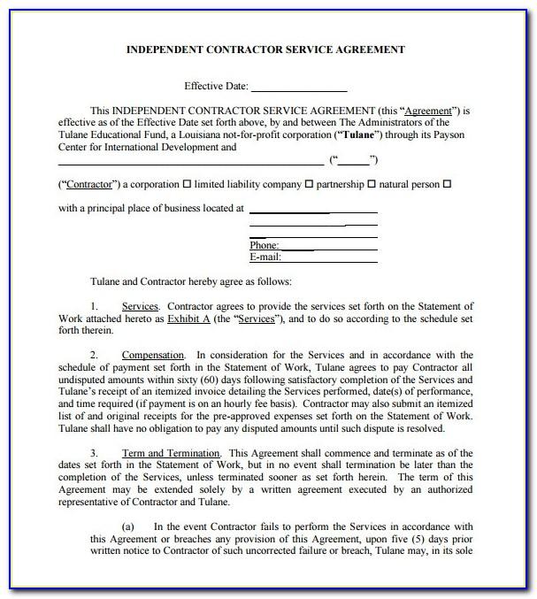 Independent Contractor Template Agreement