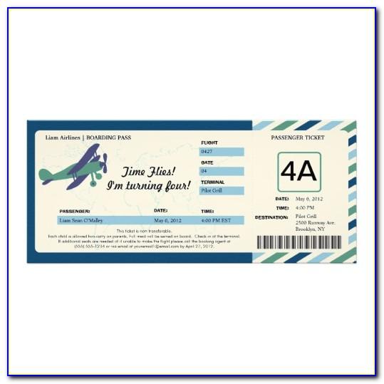 Invitation Airplane Ticket Template