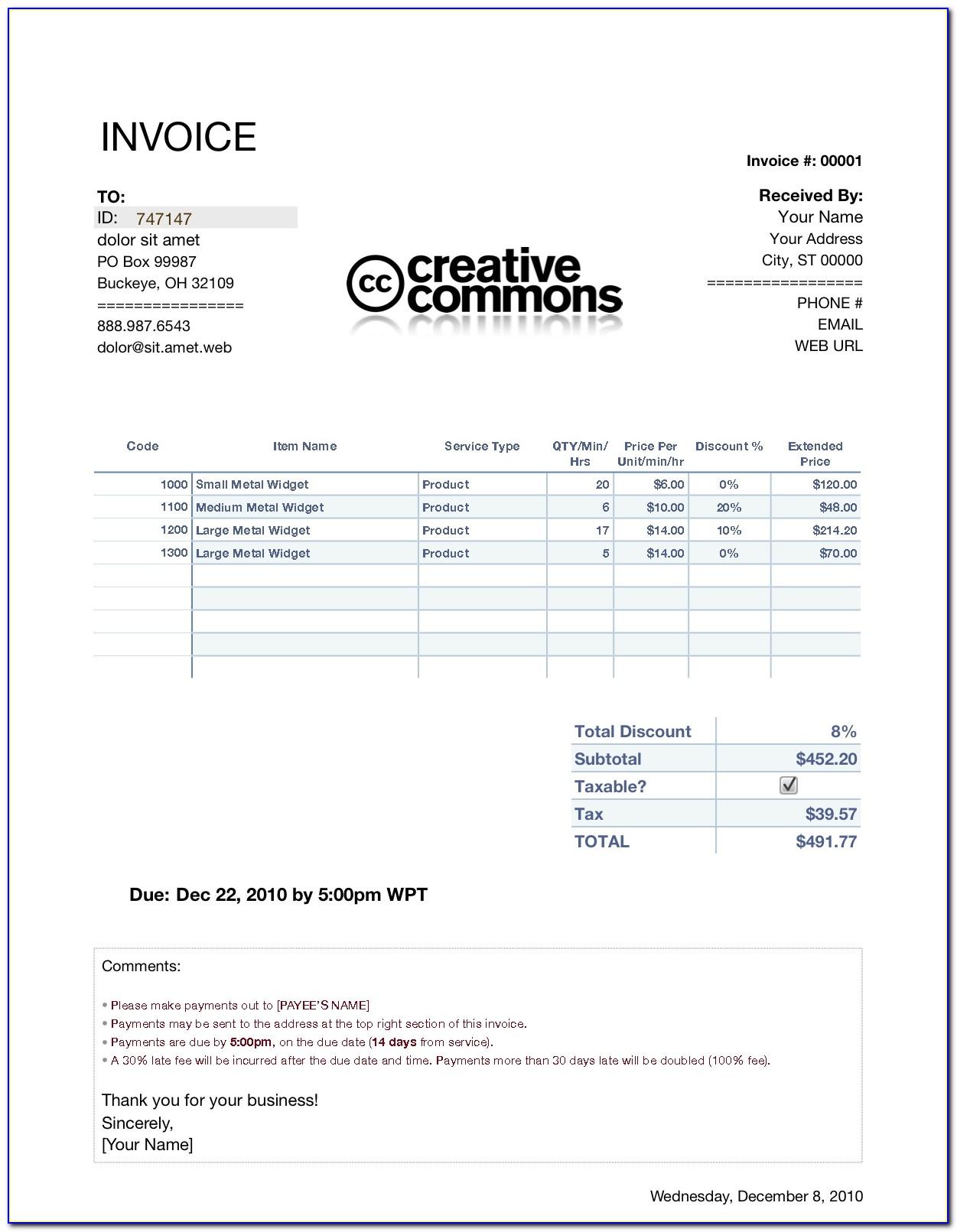 Invoice Numbers Examples