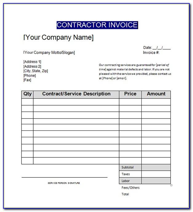 Invoice Template For Builders Uk
