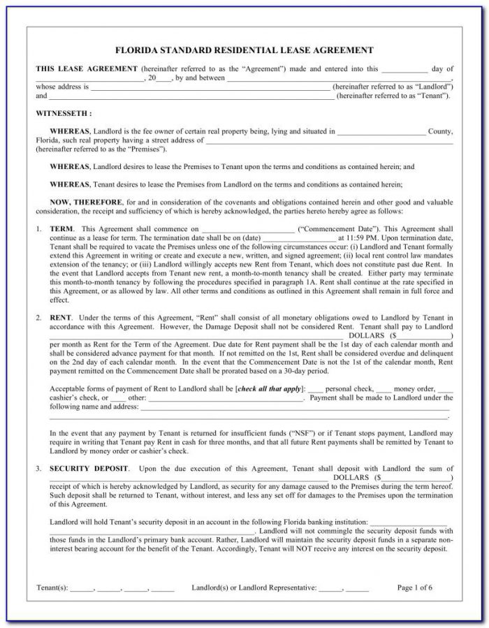 Lease Agreement Florida Template Free