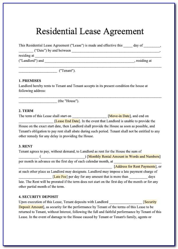 Leasing Agreement Template For Rental