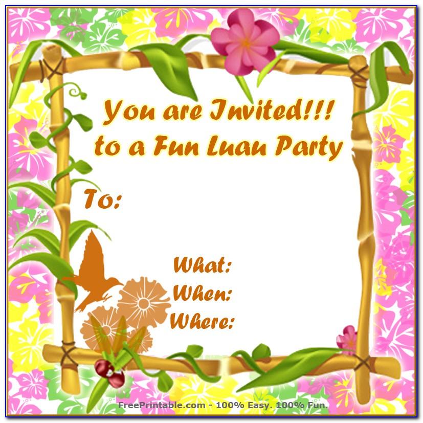 Luau Party Invitations Templates Free