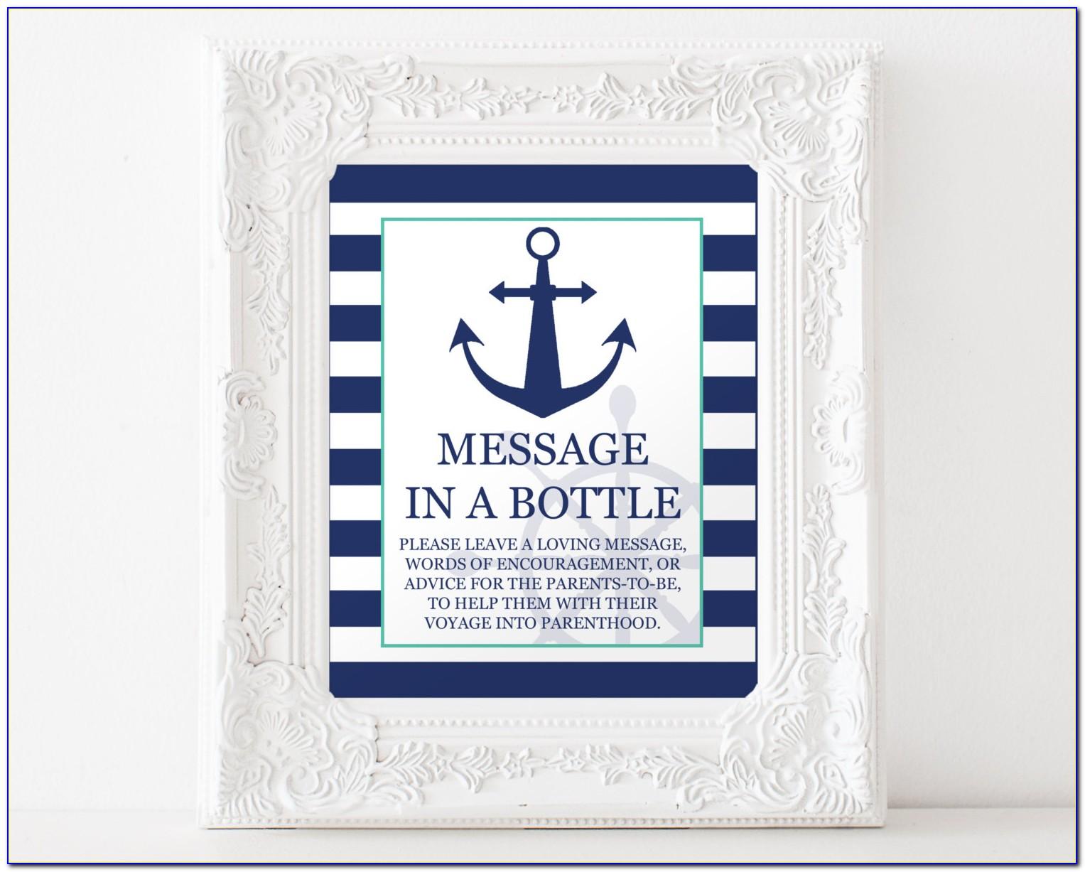 Message In A Bottle Baby Shower Printable
