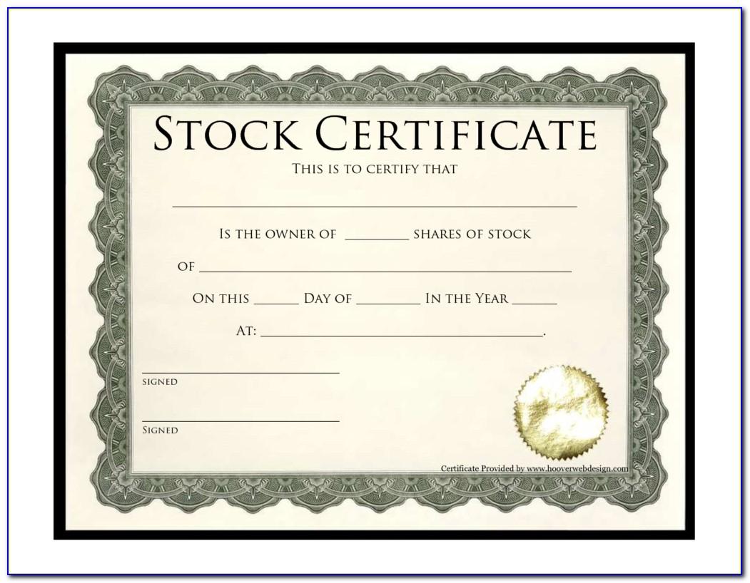 Microsoft Word Template Stock Certificate