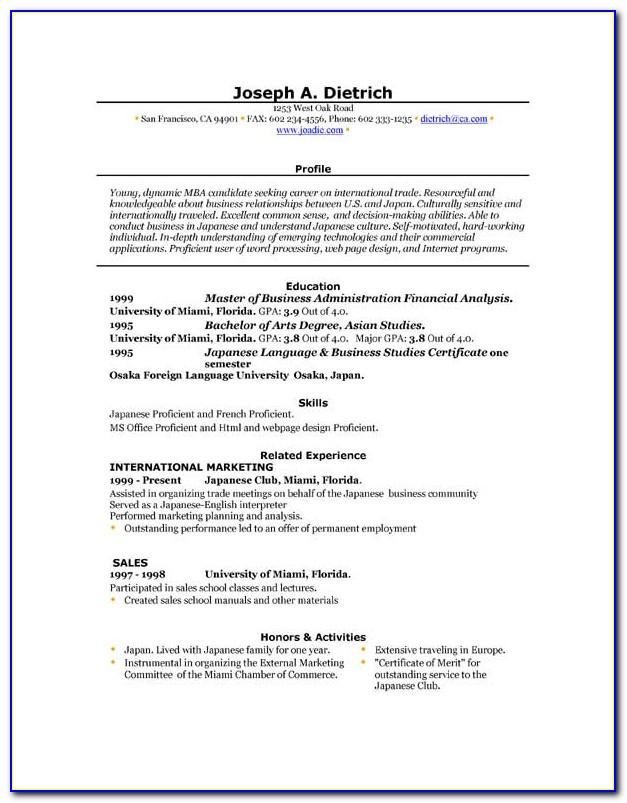 Ms Word Templates For Resume Free