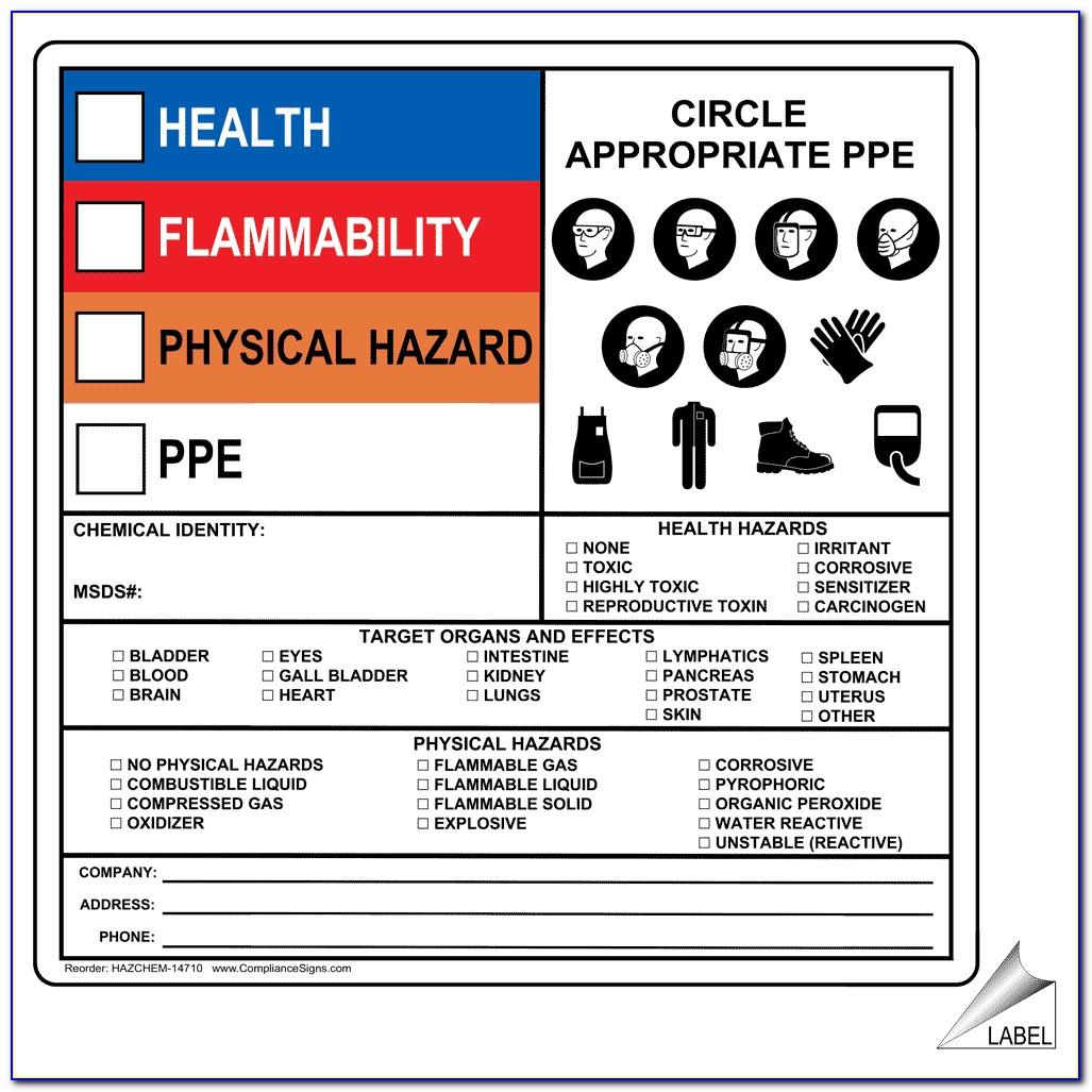 Msds Workplace Label Template