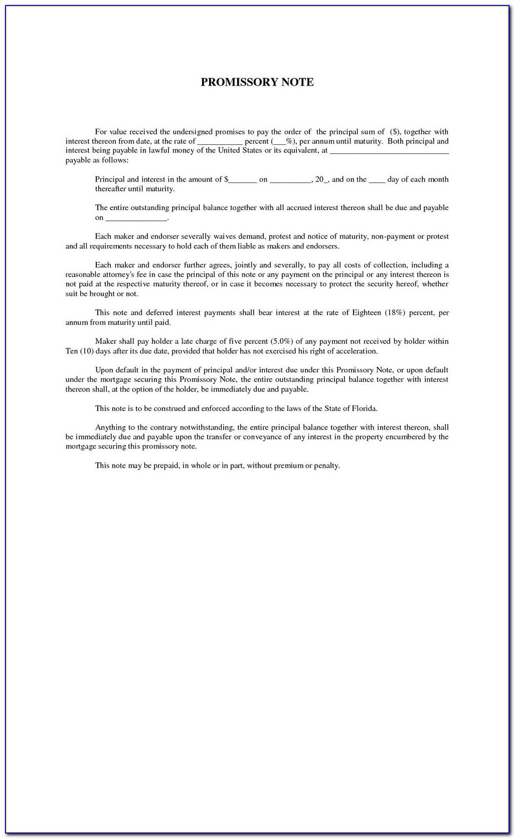 New York State Promissory Note Template