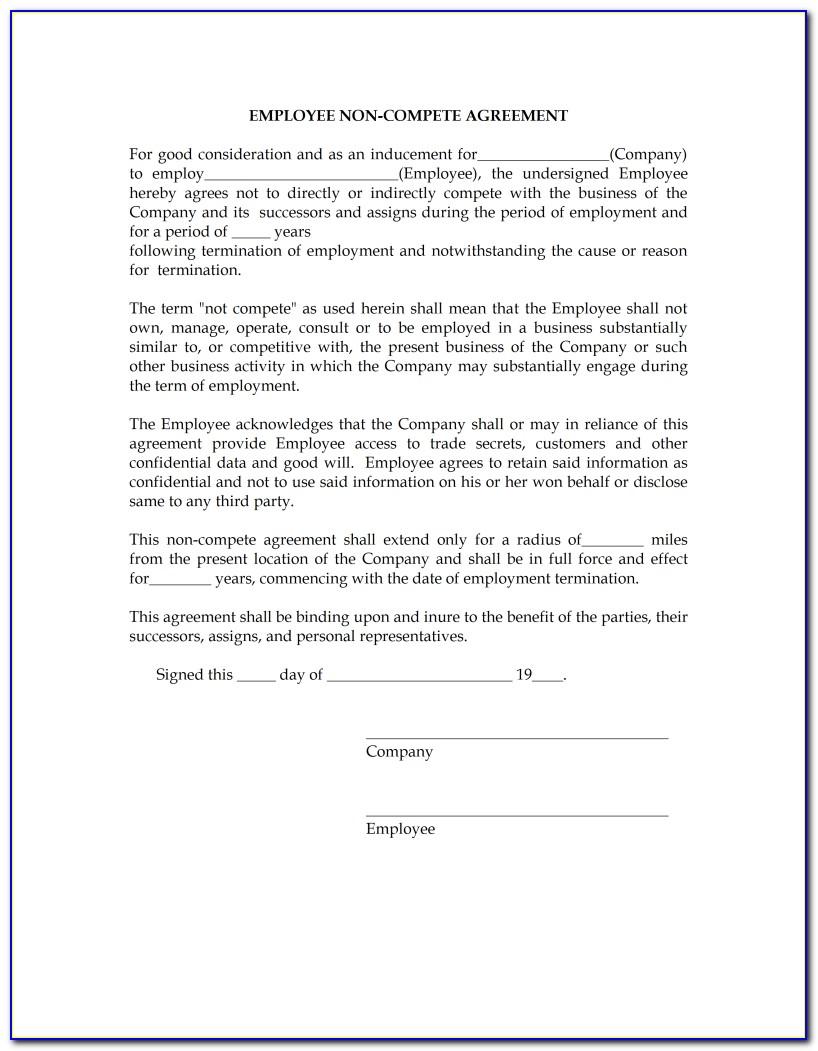 Non Compete Agreement Free Template