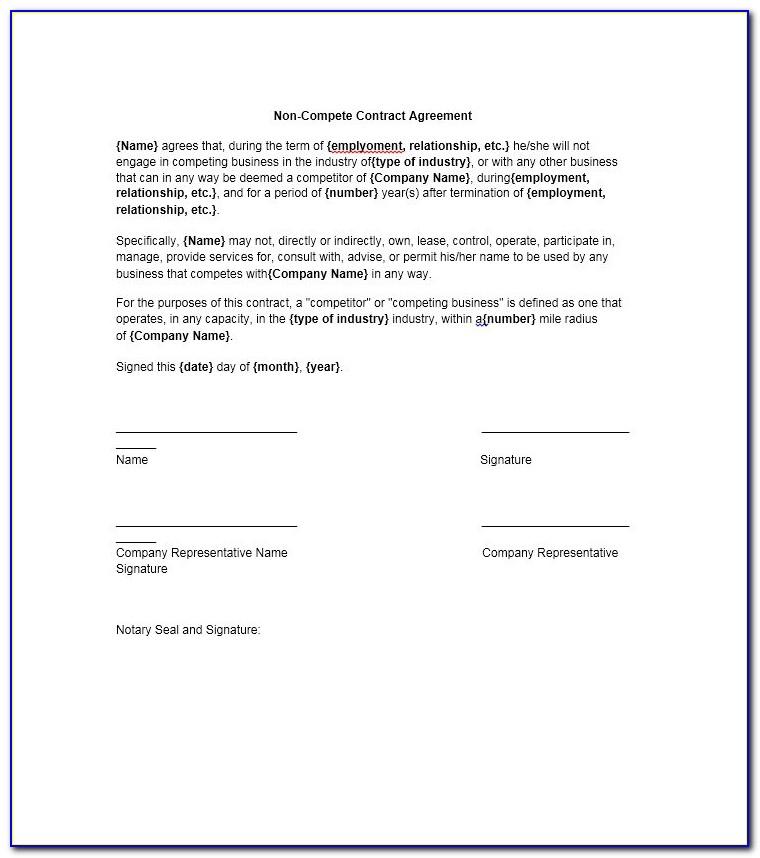 Non Compete Agreement Texas Template Free