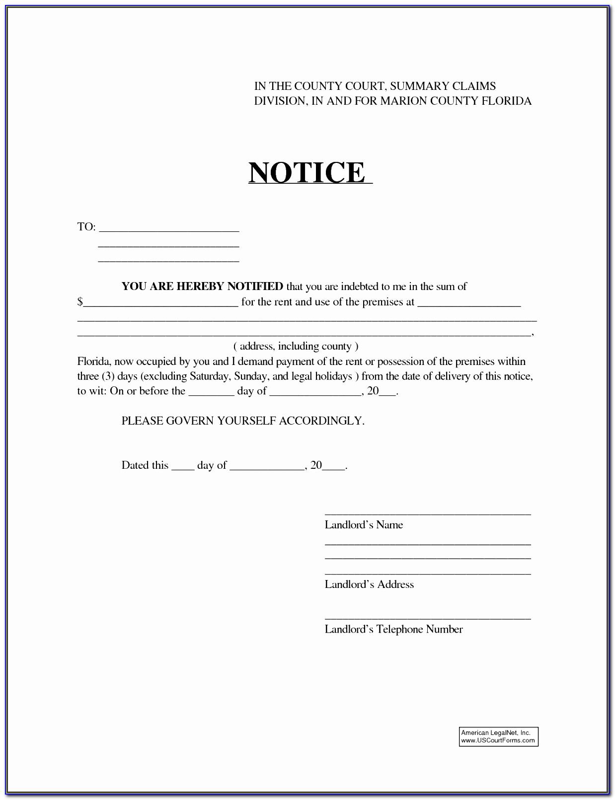 Notice Of Eviction Template Free