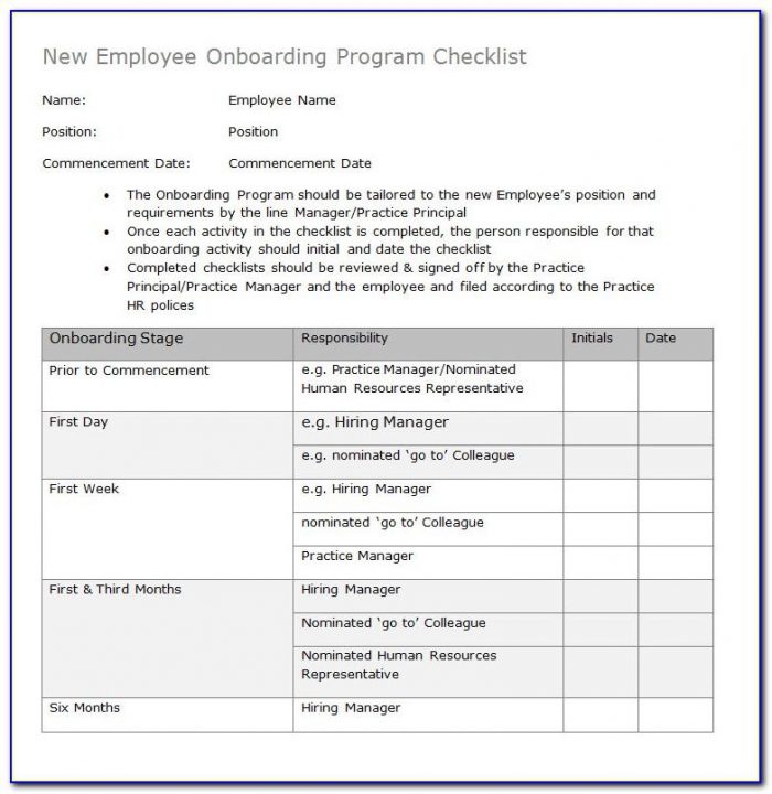 Onboarding Checklist For New Hires Template