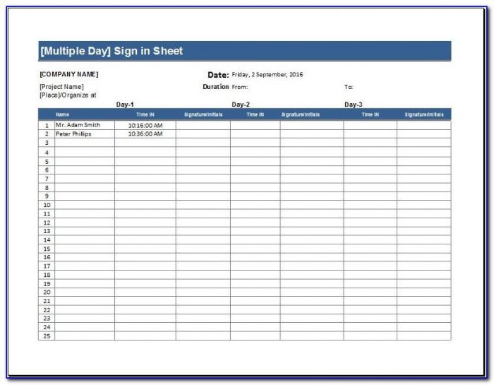 Patient Sign In Sheet Template Word