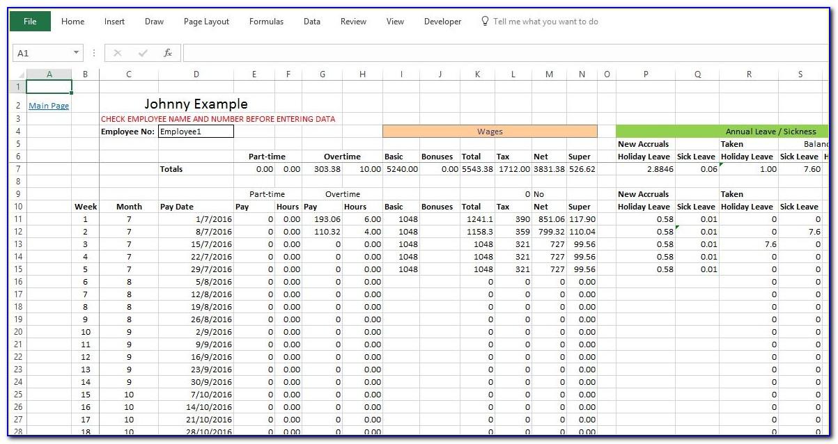 Payroll Spreadsheet Excel Template Australia
