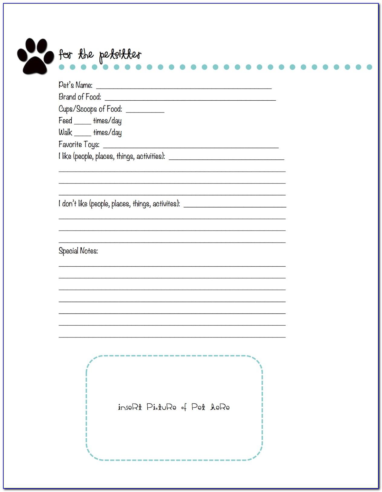 Pet Sitting Instructions Template Free