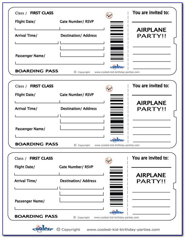 Plane Ticket Invitation Template Free Download