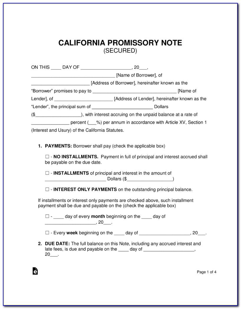 Promissory Note California Template