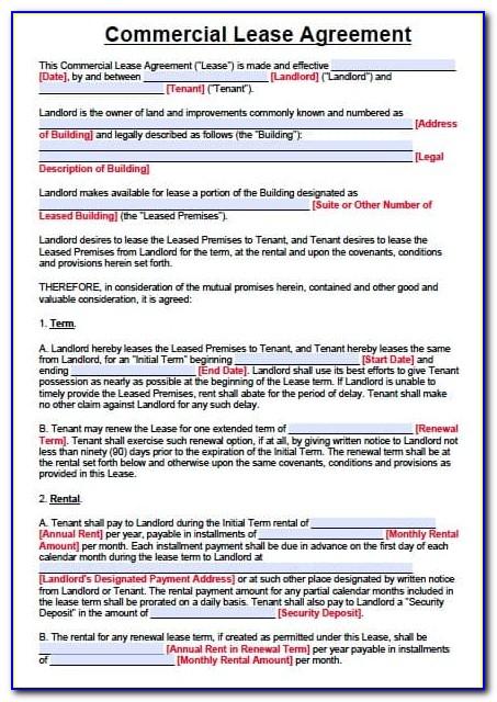 Rental Lease Agreement Template Texas
