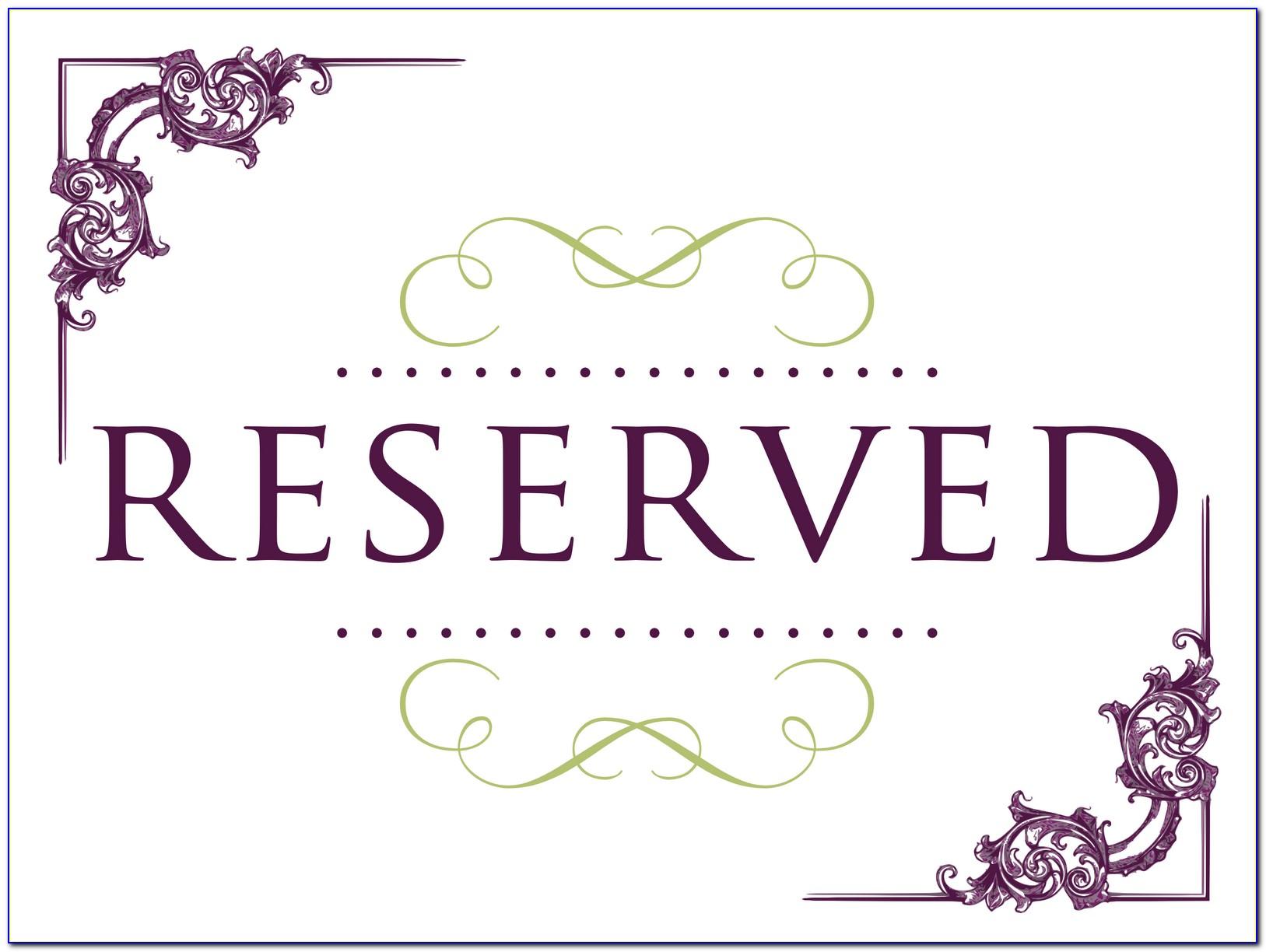 Reserved Seating Signs Template