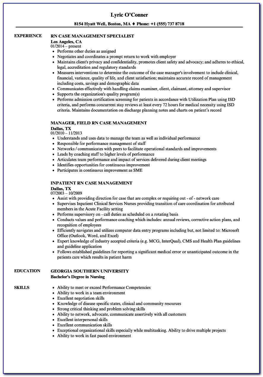 Rn Case Manager Resume Template