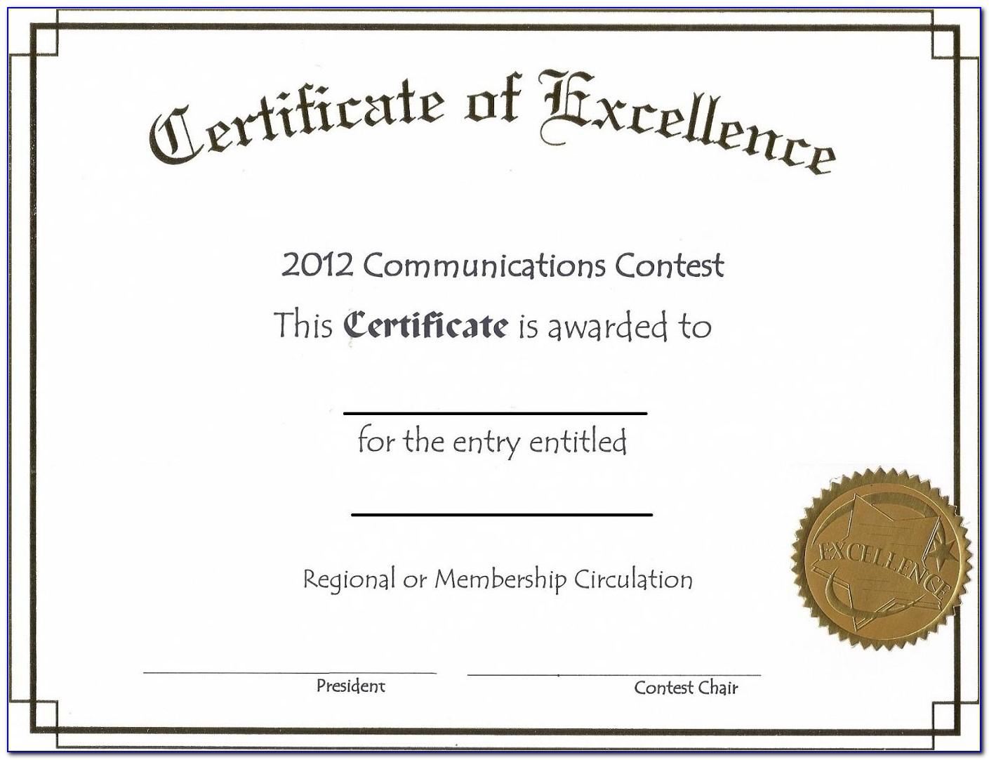Sample Certificate Of Awards