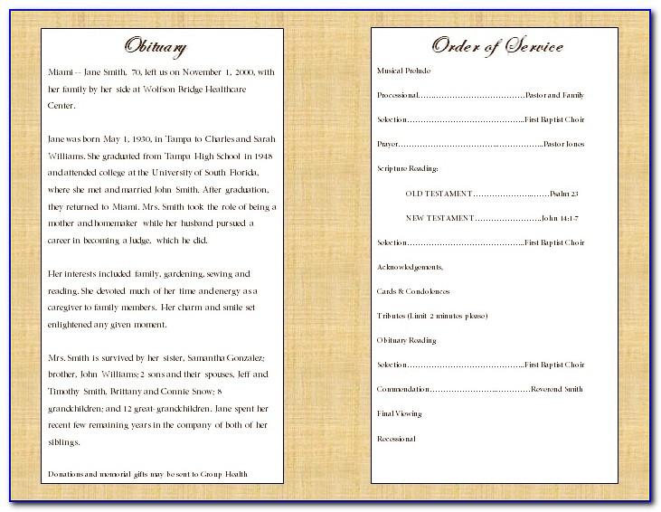 Secular Funeral Service Template