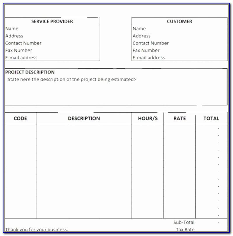 Services Rendered Invoice Template Word