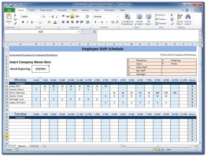 Shift Planner Excel Template