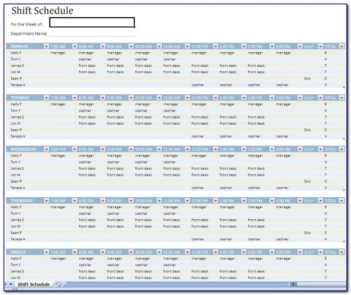 Shift Schedule Excel Template Free