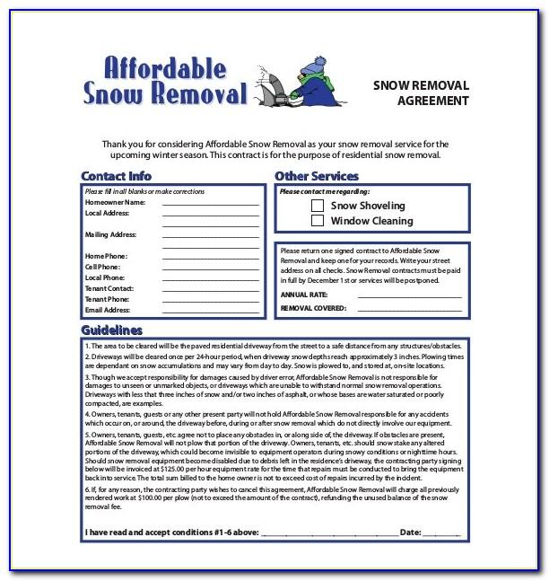 Snow Plow Contract Forms