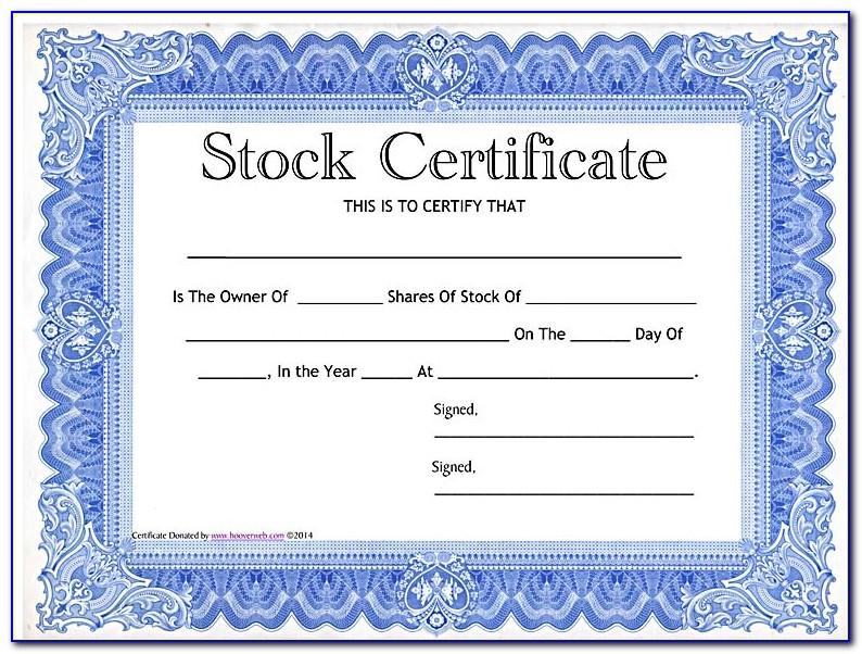 Stock Certificate Template Download