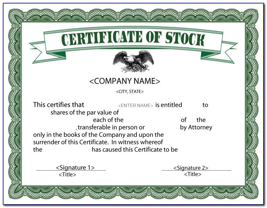 Stock Certificate Template Pdf