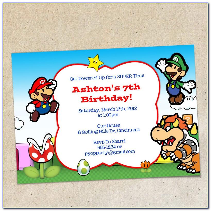 Super Mario Invitations Template Free