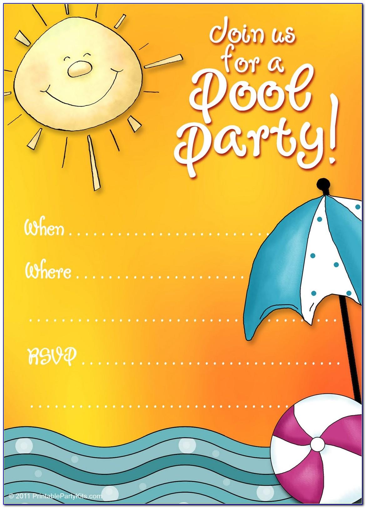 Swimming Party Invitation Template Free