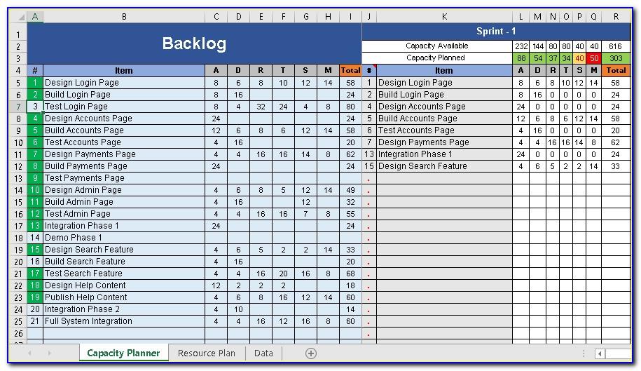 Team Capacity Planning Template Excel