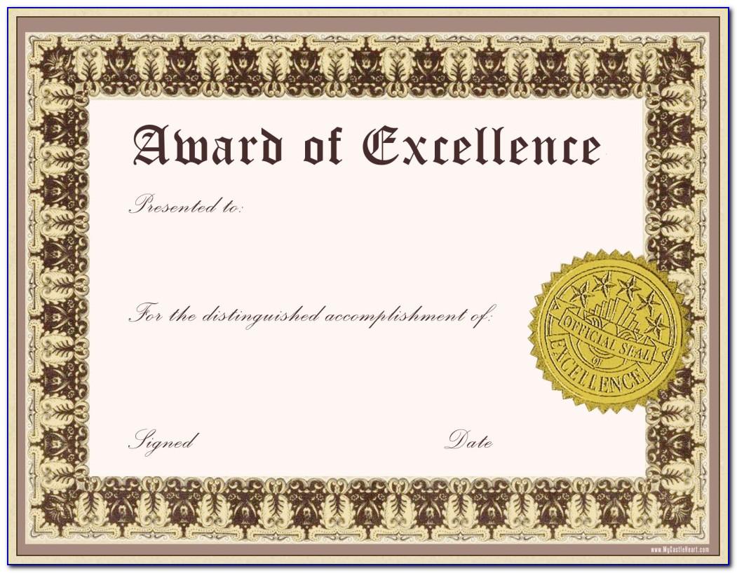 Template For Certificate Of Award