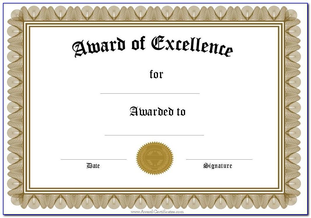 Template For Certificate Of Awards