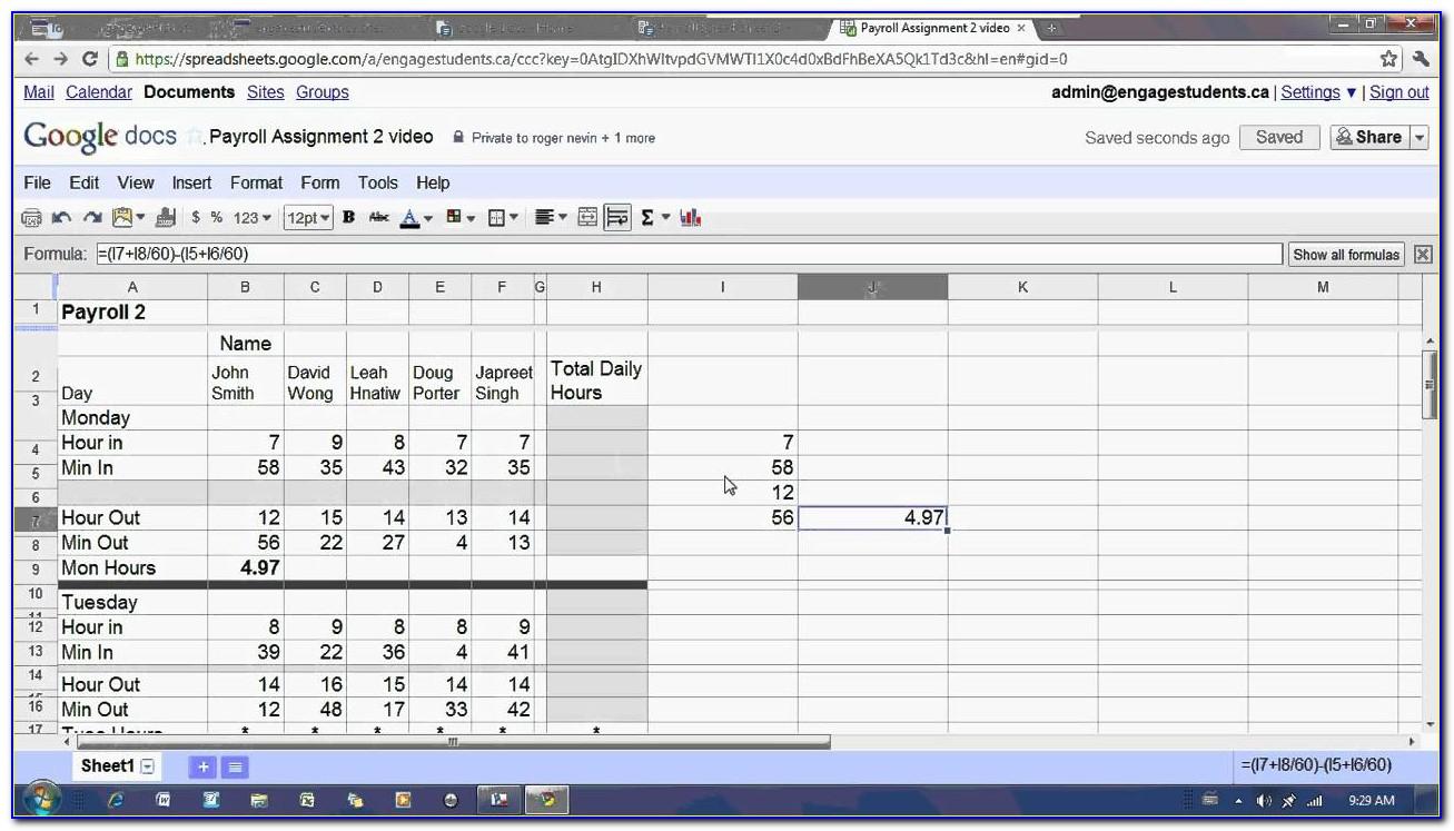 Uk Payroll Excel Spreadsheet Template