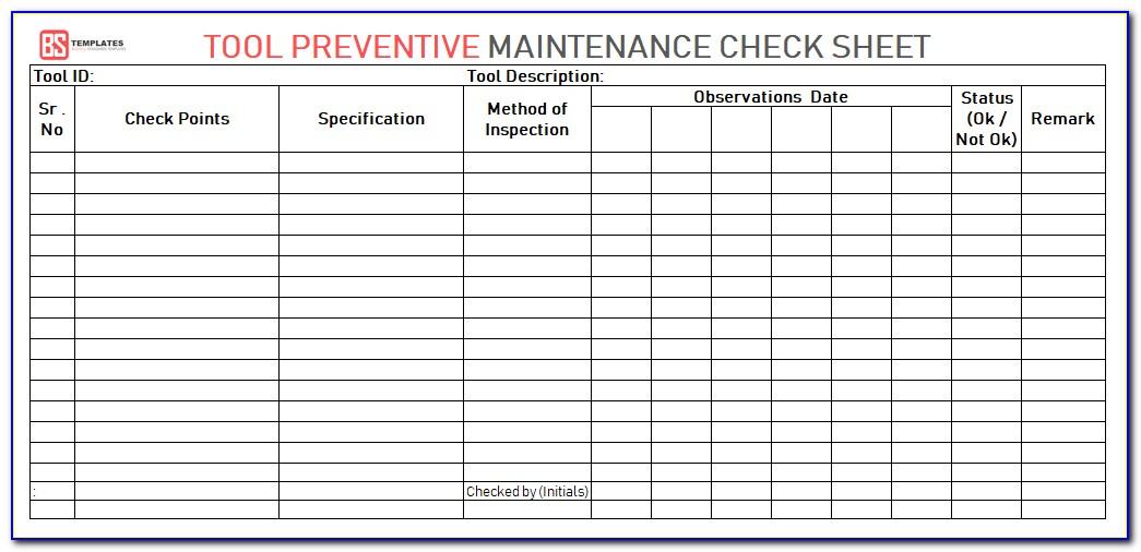 Ups Preventive Maintenance Checklist Template