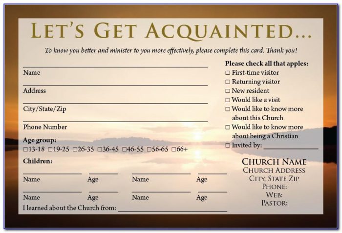 Visitor Card Template Church
