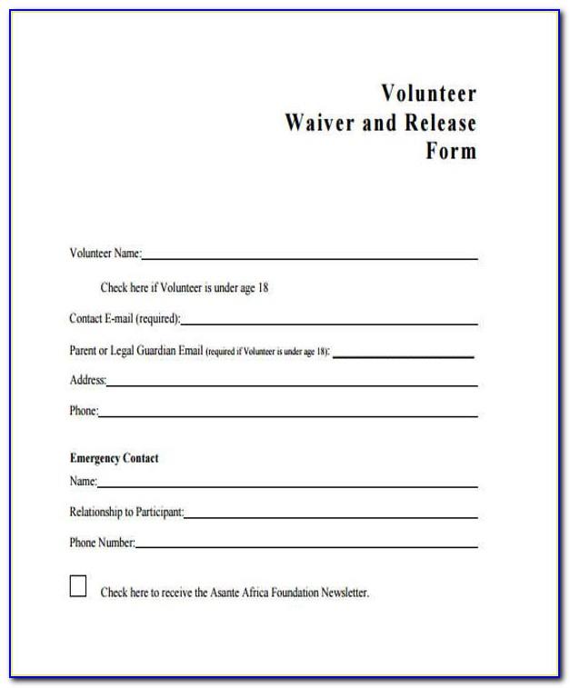 Volunteer Liability Waiver Template