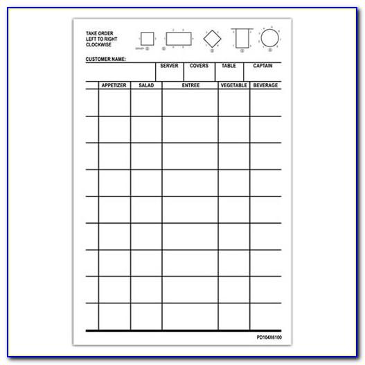 Waiter Order Pad Template