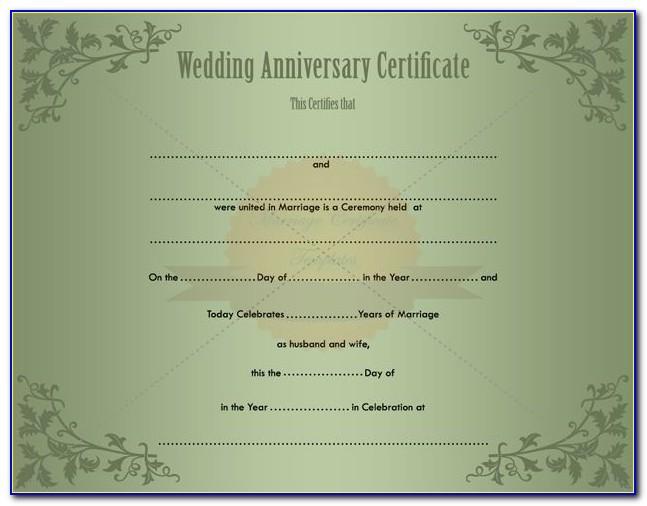 Wedding Anniversary Certificate Template Free