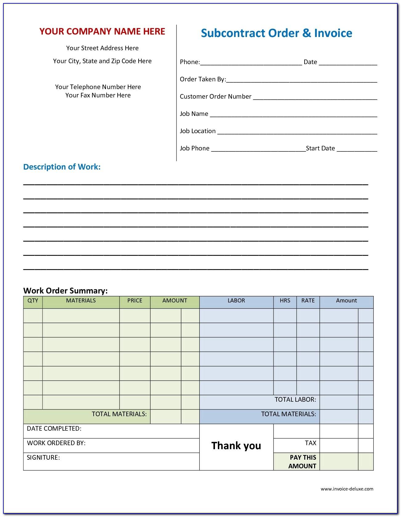 Work Order Invoice Forms