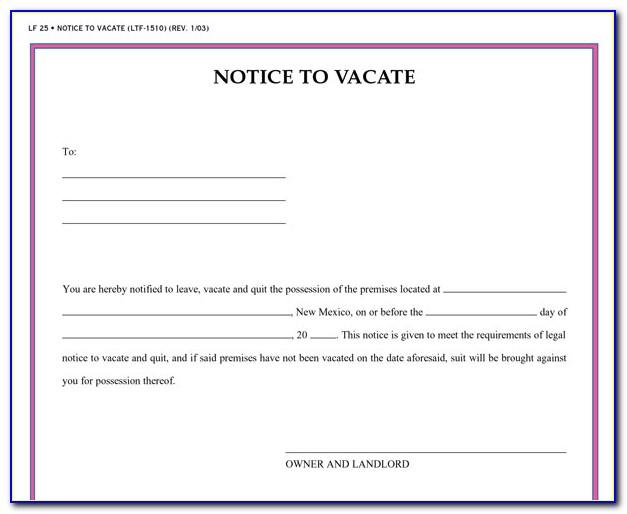 30 Day Notice To Vacate Template Free